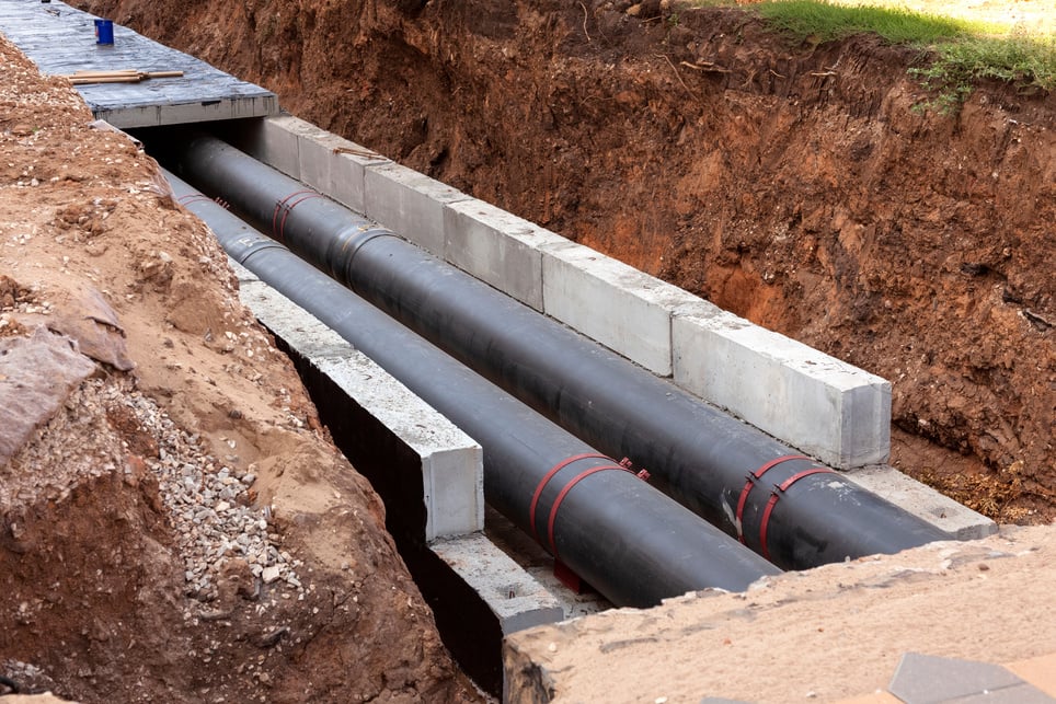 Underground Insulated Pipes in the Trench